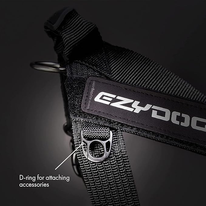 EzyDog Express Dog Harness - Adjustable Dog Harness for Large, Medium, and Small Dogs with Padded Ergonomic Anti-Chafing Design, Grip Handle, & Easy Side Buckle (Gray, L)