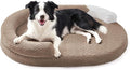 JOEJOY Orthopedic Dog Bed Medium Size Dogs, Waterproof Washable Oval Dog Beds with Removable Cover, Egg-Crate Memory Foam Pet Bed with Bolster Sides & Non-Skid Bottom, Brown, 28''x20''