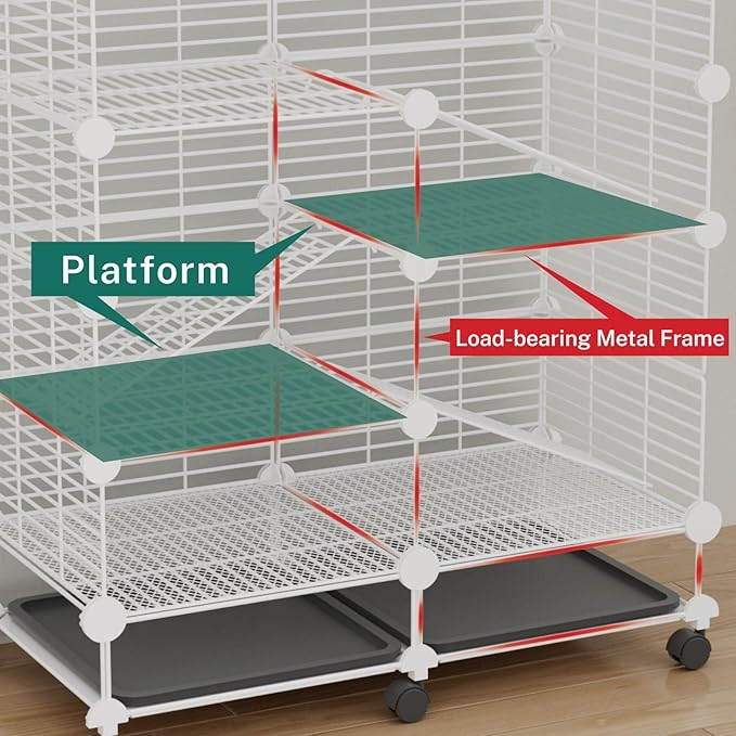 STILLCOVE Small Guinea Pig Cages Indoor: 3-Tier C&C Rabbit Cage Small Animal Cage on Wheel with Removable Tray for Bunny Hamster Ferret Rat Chinchilla Hedgehog