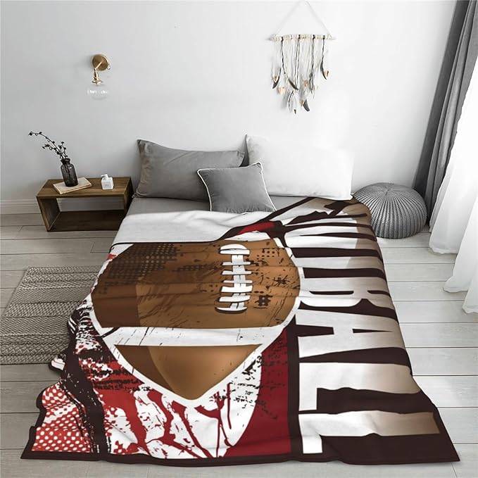 Football Blanket Sprots Gifts Throw Blankets Fleece Flannel Blanket Plush Bedding Football Stuff Room Decor Gift for Boys Girls Men Women Teens for Couch Sofa Bed 60"X50"
