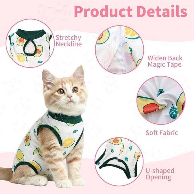 Cat Recovery Suit Cat Onesie for Cats After Surgery, Breathable Cats Surgery Recovery Suit for Female Spay & Abdominal Wounds, Kitten Surgical Onesie Body Suit Anti Licking Cone Alternative