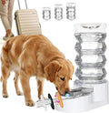 RIZZARI Gravity Dog Water Dispenser: Ion Exchange System with Activated Carbon-Helps Prevent Urinary Stones-8L Large Auto-Refill Stainless Steel Pet Waterer for Busy Owners-Living Room-Backyard