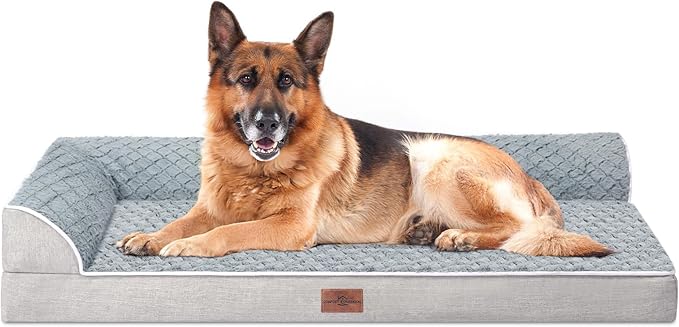 Comfort Expression Orthopedic Jumbo Dog Bed with Bolsters, Waterproof, Removable Washable Cover and Nonskid Bottom (Extra Large, Grey)