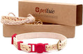 Pettsie Kitten Collar Breakaway with Matching Bracelet – Soft Cotton, Quick-Release Safety Buckle, Adjustable 5"-8", Stylish Gift Box, Red