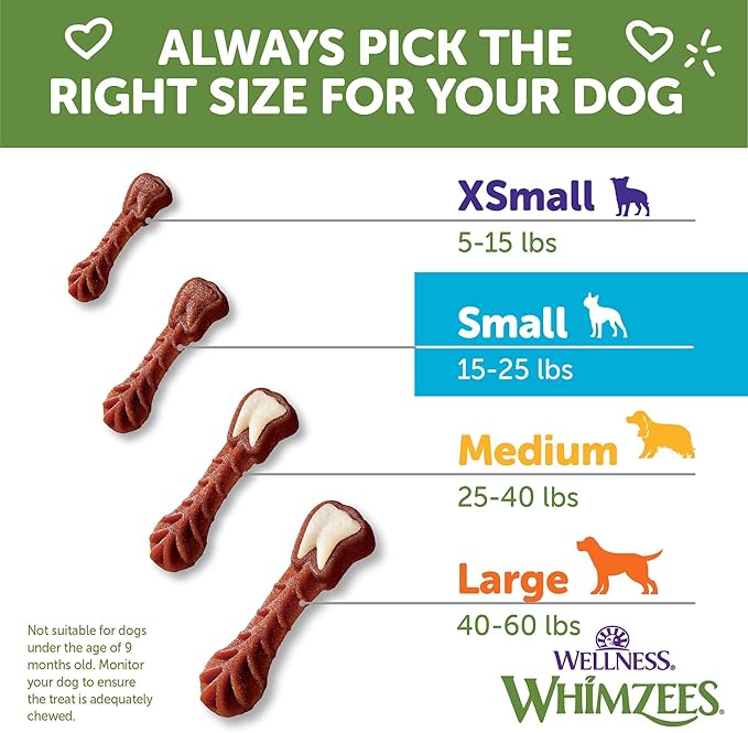 Whimzees Wellness Dog Dental Treats, Small Size Brushzees, (8 Count)