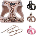 PUPTECK Dog Harness and Leash Set for Small Medium Dogs No Pull Step-in Soft Mesh Puppy Cat Vest Harnesses Reflective at Night, Brown Leopard Print, L
