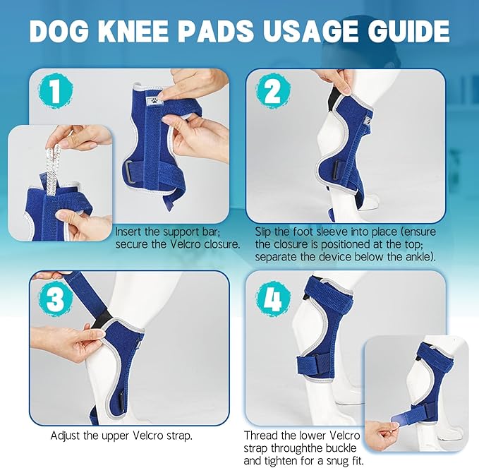 Supet Dog Leg Brace for Back Leg - Hock & Ankle Joint Support for Rear Legs with 2 Metal Springs, Anti-Slip Design & Reflective Trim for Sprain, Arthritis, Injury & Wound Recovery (Blue, S)