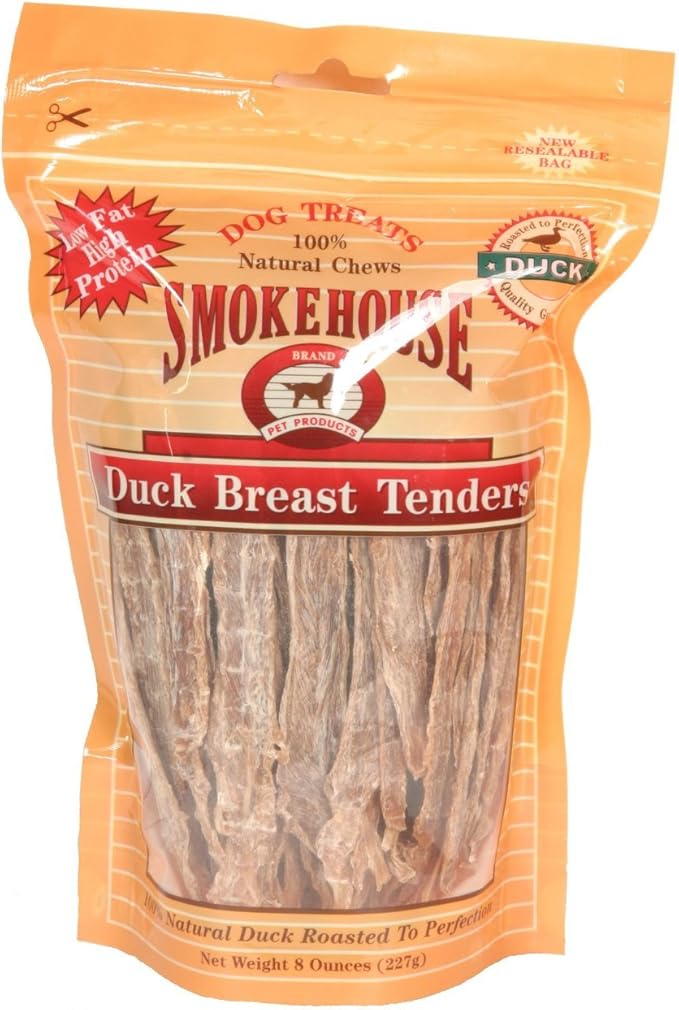 Smokehouse 100-Percent Natural Duck Breast Tenders Dog Treats, 8-Ounce