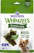 WHIMZEES Wellness Freshzees Dog Dental Treats, Extra Small Size Stick, (56 Count)