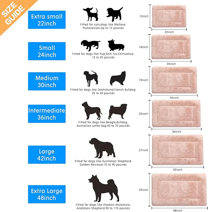 Dog Beds Crate Pad for Medium Dogs Fit Dog Crates,Washable & Anti-Slip Kennel Pad for Dogs Cozy Sleeping Mat,Pink 30inch