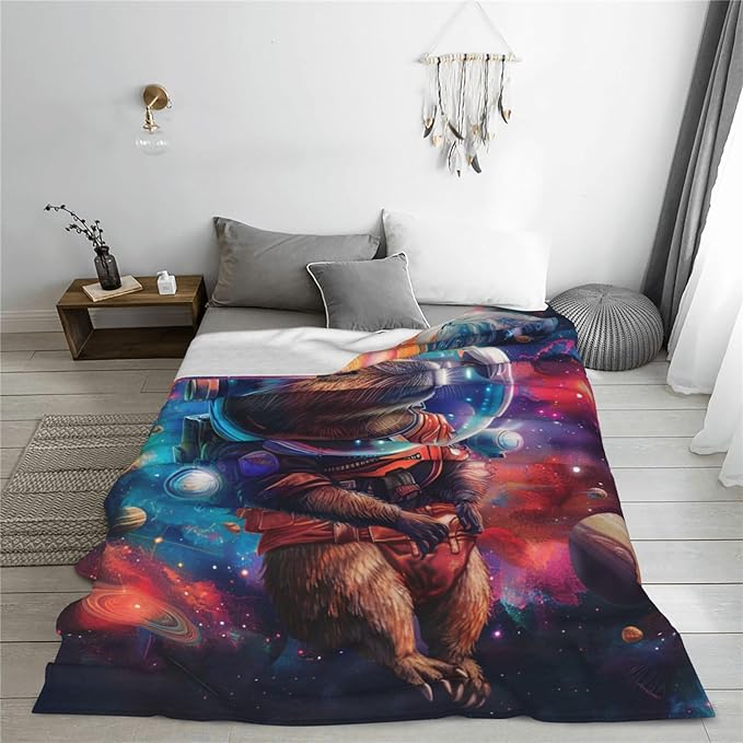 Capybara Throw Blanket Capybara Gifts Cozy Fleece Flannel Plush Blanket Bedding Stuff for Boys Girls Men Women Lovers Adults Decor for Couch Sofa Bed 60"X50"