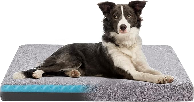 WATANIYA PET Cooling Dog Bed - Memory Foam Washable with Waterproof Liner and Cooling Gel Mattress, Fits up to 70 lbs Pets