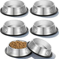 Kifmurase 6PCS Stainless Steel Dog Bowls, 20OZ Metal Feeding Bowl with Non-Slip Rubber Base, Pet Food and Water Dishes for Small Medium Animals Kitten Puppy Rabbit Cats