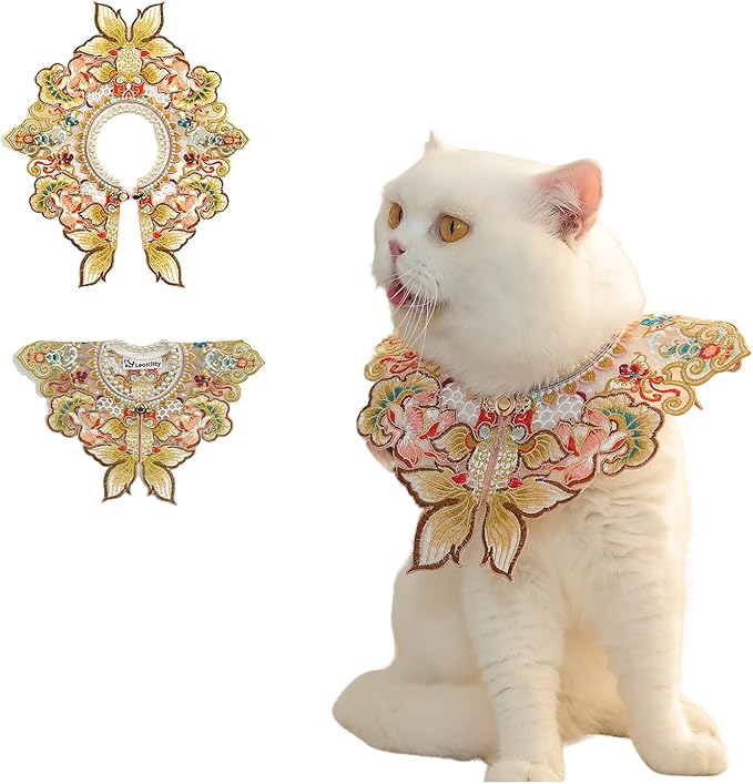 Leo Kitty New Year Pet Outfit for Cats & Small Dogs — Hand-Embroidered Koi-Motif Costume, Warm Yet Breathable Collar Clothing, Gift-Ready