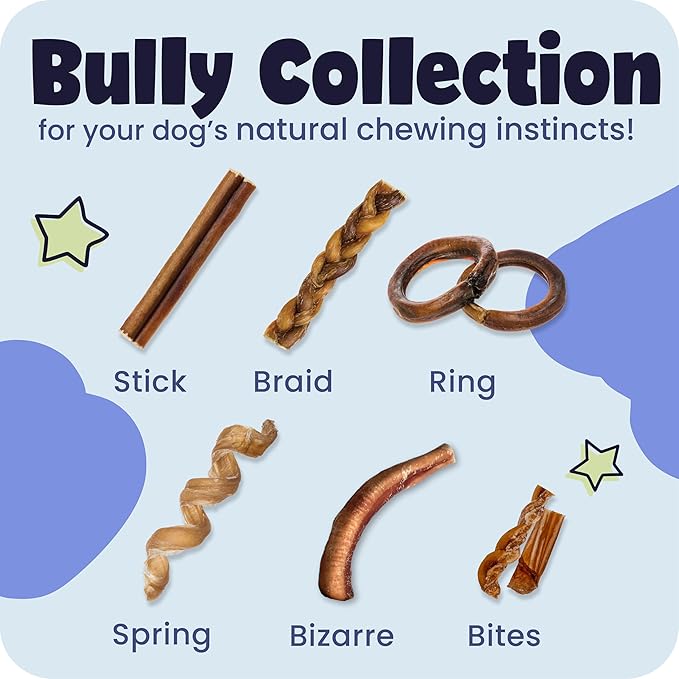 Pawstruck Natural 7” Braided Bully Sticks for Dogs, Tough Long-Lasting, Rawhide-Free, Low Odor, Healthy Single Ingredient Chew Treat for Aggressive Chewers, 25 Count, Packaging May Vary