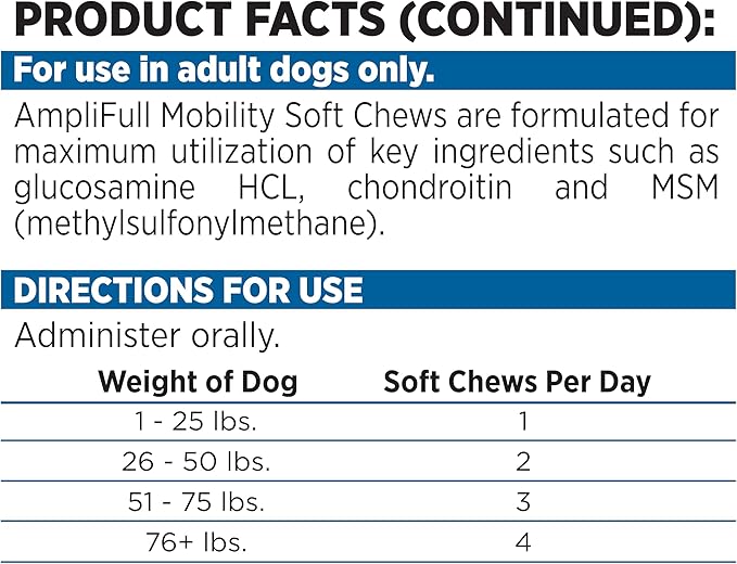 NutriSource AmpliFull Turkey Flavor Mobility Soft Chews for Dogs, Daily Joint Health Supplement with Glucosamine & Chondroitin for Flexibility & Comfort, 70 Chews (1 Pack)