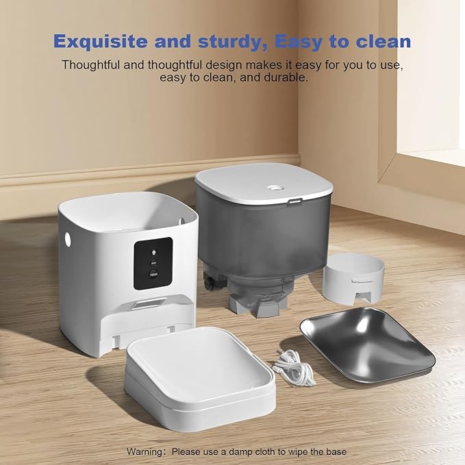 2.4G Automatic Cat Feeder, 4L WiFi Food Dispenser with 10s Voice Recorder, Pet Feeder up to 10 Meals per Day, Timed Cat Feeder with Dry Food Sealed Ring