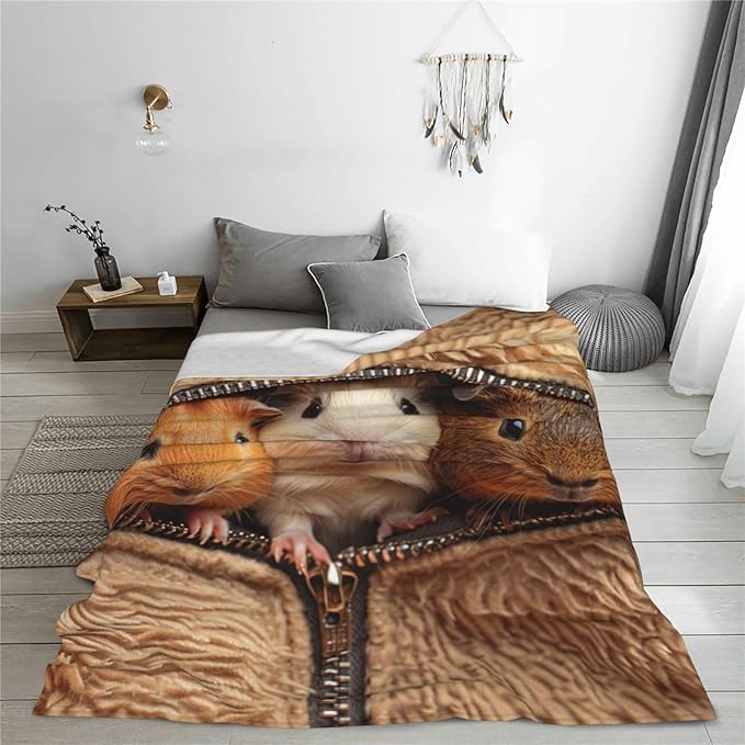 banonaty Guinea Pig Blanket Cute Throw Blankets Cozy Fleece Flannel Plush Bedding Guinea Pig Stuff Gifts for Men Women Boys Girls Teens Adults for Couch Sofa Bed Decor 60"X80"