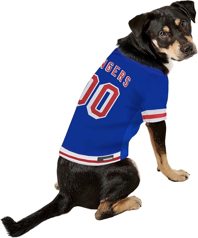 NHL New York Rangers Jersey for Dogs & Cats, Large. - Let Your Pet Be A Real NHL Fan!