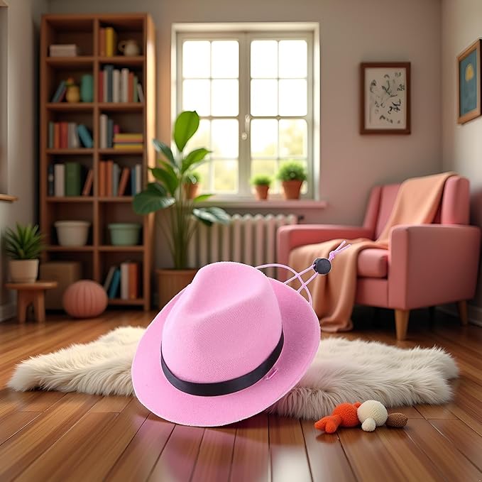 Pink Funny Pet Cowboy Hat, Cute Dog Cat Hat for Halloween Christmas Party Holiday and Daily Wearing Costume Accessories Photo Prop Pet Decoration