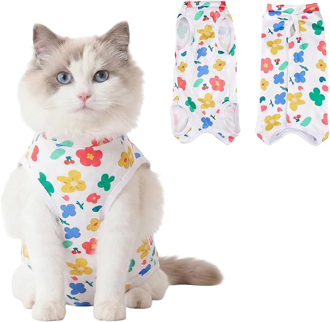 Cat Recovery Suit Cat Onesie for Cats After Surgery, Breathable Cats Surgery Recovery Suit for Female Spay & Abdominal Wounds, Kitten Surgical Onesie Body Suit Anti Licking Cone Alternative