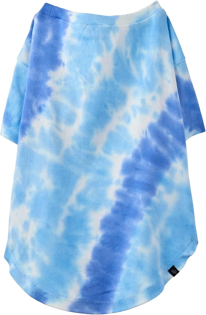 Toby II - The Perfect Tee, 3 Pack Short Sleeve Pet T-Shirt 100% Organic Cotton Tees Clothes for Small, Medium, Large Dogs, Blue Tie Dye, Medium (20-45 lbs)