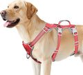 Huntboo Escape Proof Dog Harness, Escape Artist Harness, Reflective Harness with Padded Handle, Breathable, Durable, Adjustable Vest for Medium Dogs Walking, Training, and Running Gear (Red, L)