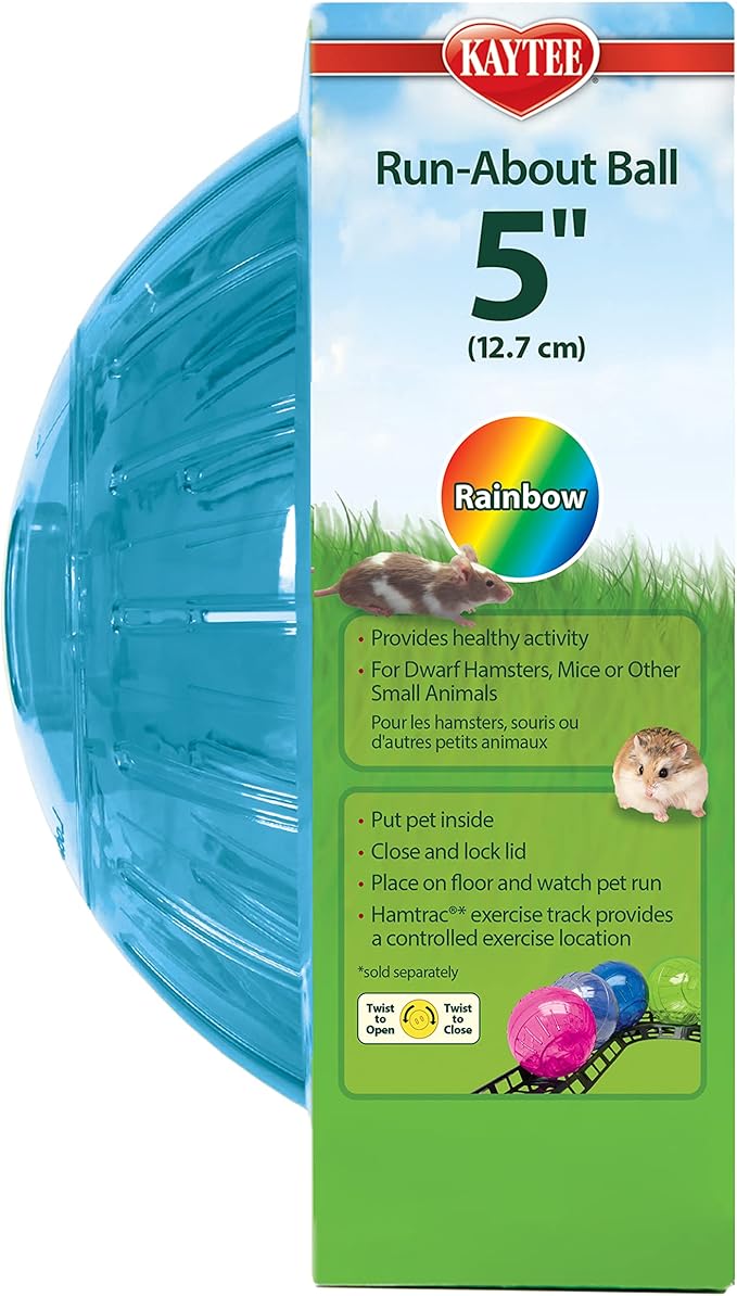 Kaytee 5" Assorted Color Run-About Exercise Ball For Pet Dwarf Hamsters & Mice