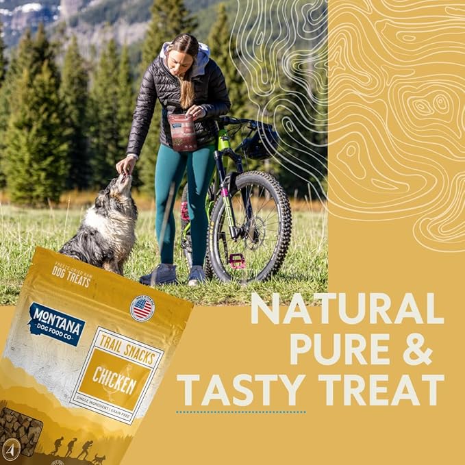MONTANA DOG FOOD CO. Freeze-Dried Chicken Breast Dog Treats (Trail Snacks) – 100% All- Natural Freeze Dried Dog Treats, Single Ingredient, High Protein, Grain-Free, Made in USA – 3 oz Bag