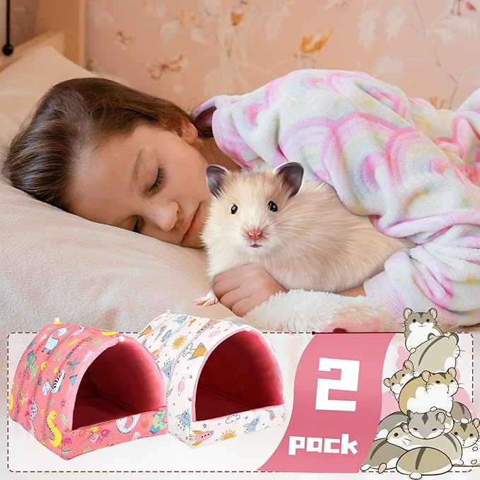 UPINS 2 Pack Guinea Pig Bed, Guinea Pig Hideout Washable Small Animal House Cage Accessories for Dwarf Rabbits Chinchillas Hamsters Hedgehogs Ferrets Bearded Dragons and Rats