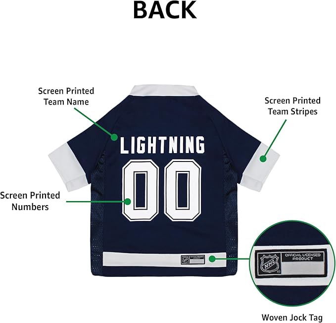 Pets First NHL Tampa Bay Lightning A Premium Big Jersey for Dogs & Cats, Blue, XX-Large, NHL Pet Jersey (LTG-4006-XXL)