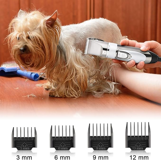 Mudder Electric Goat Clipper 12v High Power Dog Shaver Clipper for Grooming Low Noise Plug Pet Trimmer with 4 Guide Comb 1 Replacement Cutter Head 1 Cleaning Brush(Black)