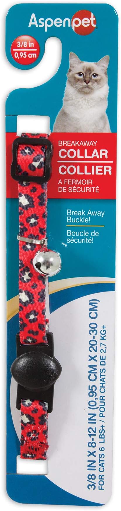 Petmate Breakaway Fashion Collar; 3/8' x 8-12'; Sub Leopard Red