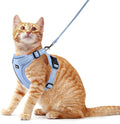 Rttochfy Cat Harness and Leash Set, Adjustable and Reflective Cat Vest, Escape Proof Kitten Harness, Easy to Put on with 3 Buckles for Cats Walking and Traveling (Blue, S)