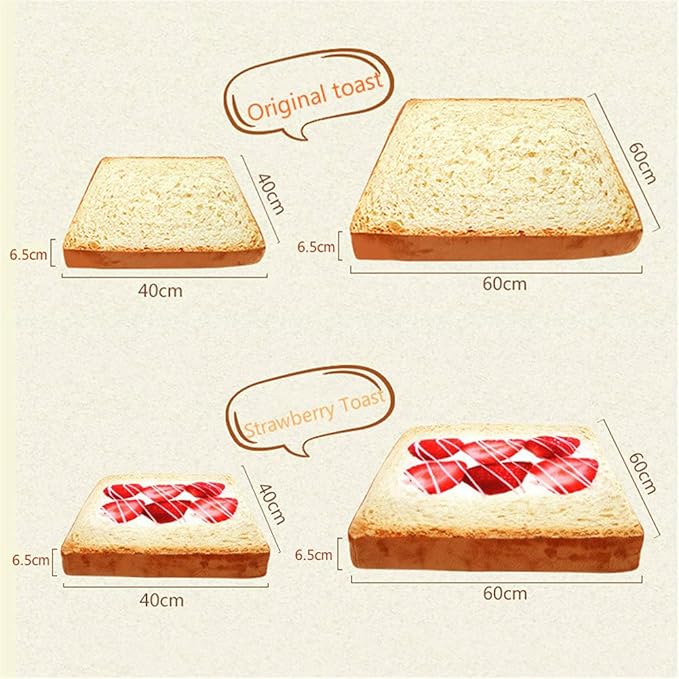 RemeeHi Comfortable Machine Top Pet Bed with Memory Foam and Zipper Removable Cover Sleeping Bed for Dog & Cat Toast with Strawberry （60x60 cm