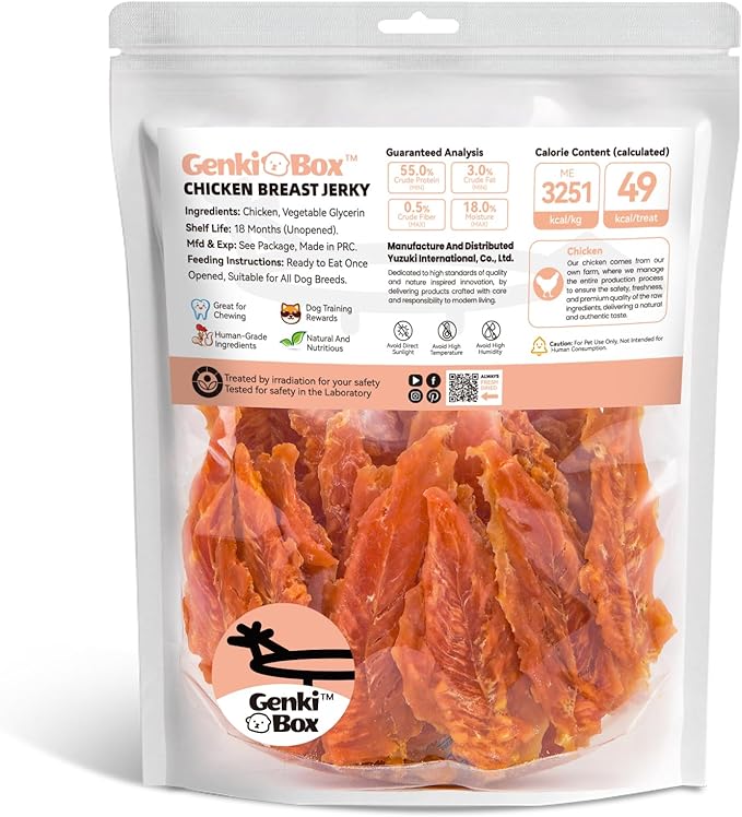 Dog Treats Premium Chicken Breast Jerky - 1.5 LB Value Pack, 100% Chicken Breast, Human Grade, High Protein, Healthy Natural Dog Chews, Training Reward, Made for North America