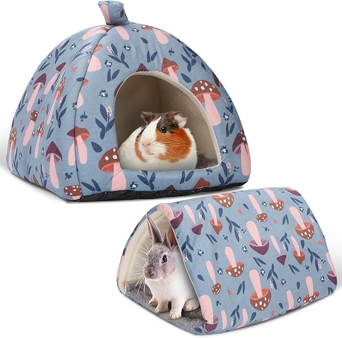 2-Pack Guinea Pig Hideout with Tunnel, Warm Lightweight Small Animal Bed, Easy to Clean Guinea Pig Bed for Rabbits Hamsters Chinchillas