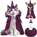 JOICEE Halloween Cat Costumes, Small Funny Purple Halloween Cat Wizard Cape Adjustable Pet Wizard Cloak for Little Dogs Cats Puppy Cosplay Party
