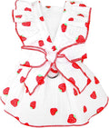 Dog Dresses for Small Dogs Girl Female Clothes Cat Clothes Cat Dress Cute Cotton Extra Small Summer Clothes Bow Decor Printed Strawberry Dog Birthday Outfit Puppy Clothes White S