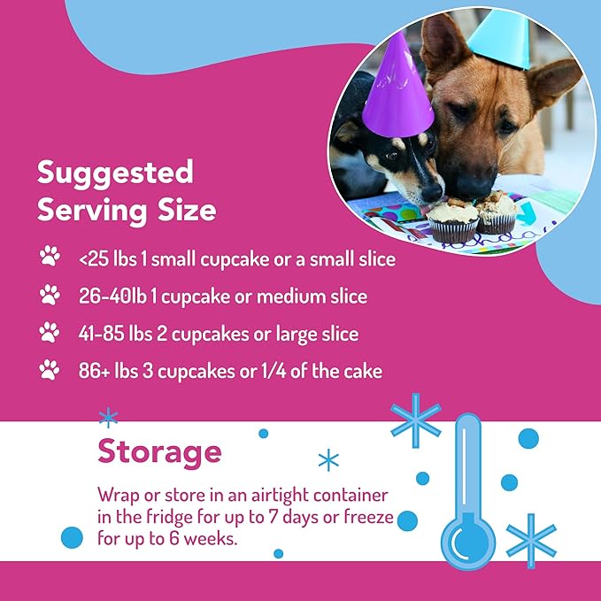 Dog Birthday Cake & Ice Cream Kit – Fluffy, Moist Cake with Pupfetti Sprinkles, Vanilla Flavor Ice Cream, Pink Bone Pan & 24 Candles. All-Natural, Made in USA