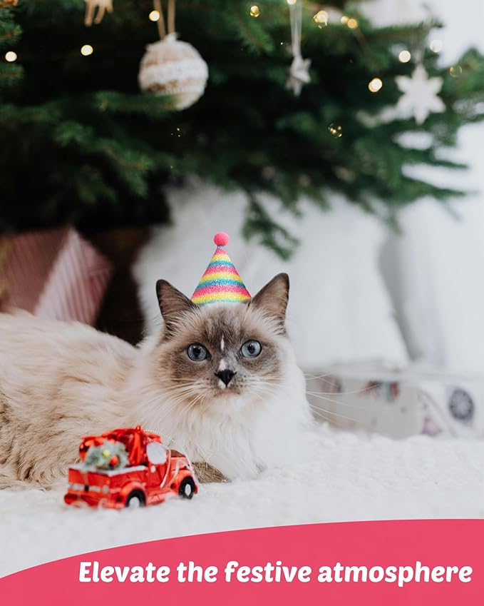 Generic 6 Pcs Cat Birthday Hats with Glittery Bow Tie Collars and Tiny Teaser Hands Party Headwear for Cats and Dogs Party Supplies for Puppies and Kittens Pet Holiday Decoration Costume Accessories