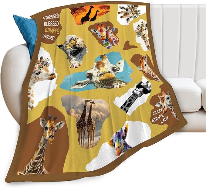 Giraffe Throw Blanket Giraffe Stuff Gifts for Kids Girls Boys Adults Women Men Soft Cozy Warm Plush Fluffy Fuzzy Fleece Blanket Decor 40''X50''