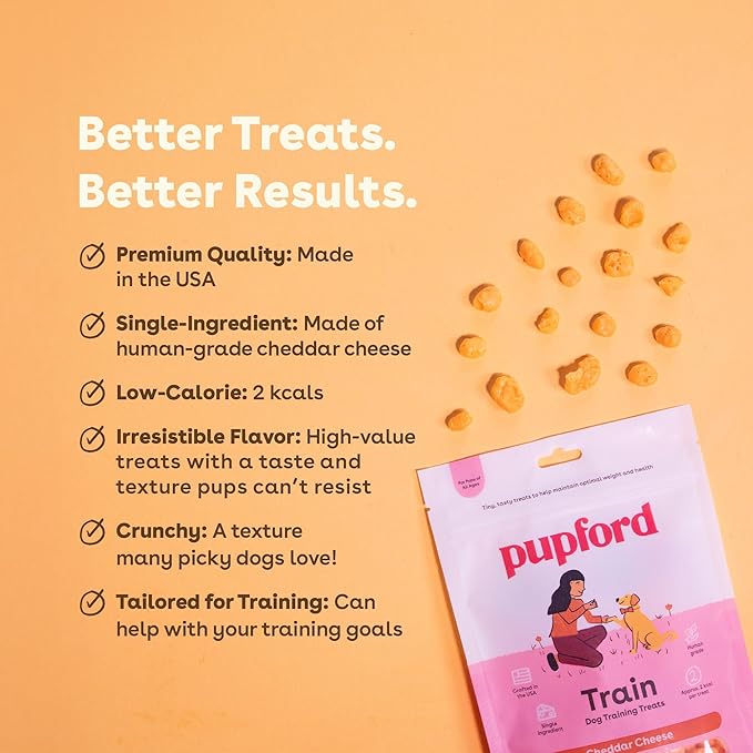 Pupford Training Treats for Dogs & Puppies, 225+ Single Ingredient Bites (Cheddar, 3 oz)