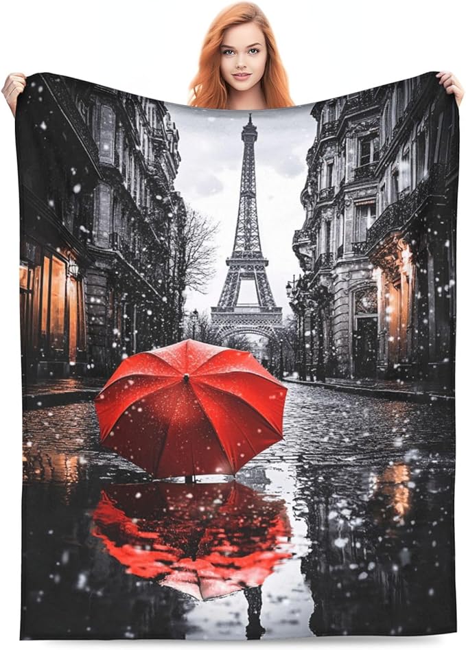 Eiffel Tower Decor Blanket, Paris Throw Blankets, Eiffel Tower Gifts for Boys Girls Women Men Lover Adult Cozy Fleece Flannel Bedding Stuff Plush for Couch Sofa Bed Decor 80"X60"
