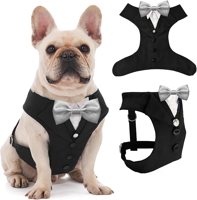 AVERYDAY Dog Tuxedo for Wedding Outfit, Dog Suit and Tie Costumes for Birthday, Halloween, Cosplay, Christmas Party, Pet Formal Wear with Bowtie, Tux for Medium Large Dogs, Bulldog, Labrador, Husky