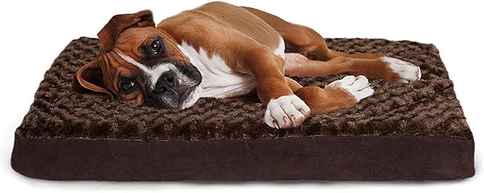 FurHaven Supportive Cooling Memory Foam Classic Mattress Dog Bed with Washable & Removable Cover - Plush Faux Fur/Suede Mattress - Gray, Dogs Up to 35 lbs - Medium