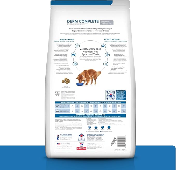 Hill's Prescription Diet Derm Complete Environmental/Food Sensitivities Dry Dog Food, Rice & Egg, 14.3 lb. Bag
