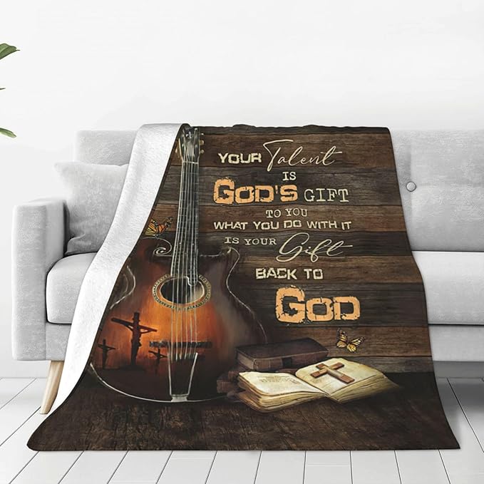 Guitar Gifts Blanket Rock Christian Guitar Throw Blankets Cozy Fleece Flannel Blanket Soft Warm Plush Lightweight Blanket Music Gifts for Guitar Players Men Women Boys Girls for Couch Sofa Bed 50"X60"