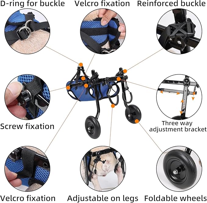 Small Dog Wheelchair for Back Legs - Adjustable Mobility Aid for Disabled Pets, Leg Brace and Hip Support