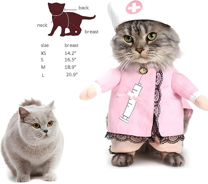 NACOCO Dog Cat Nurse Costume Pet Nurse Clothing Halloween Jeans Outfit Apparel (M)